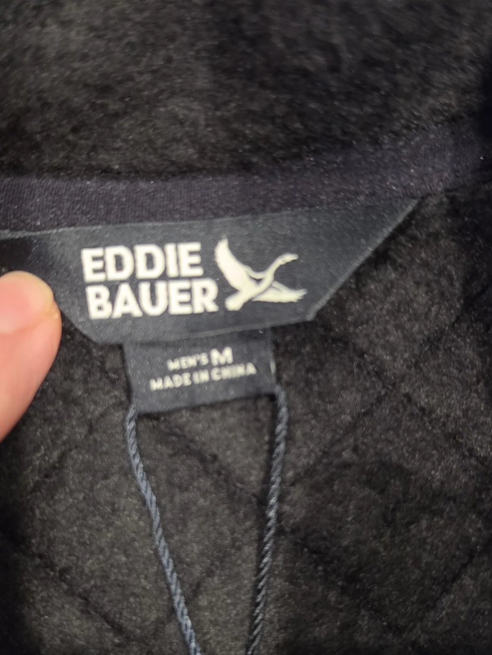 Eddie Bauer Black Quilted-Panel Fleece Jacket, M